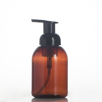 Nouvelle conception de flacon de savon liquide moussant en plastique PET transparent de luxe de 350 ml, flacon de shampoing à pompe pour salle de bain