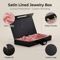 Caja de Regalo Cosmética de Lujo Personalizada con Logotipo, Cierre Magnético, Cinta de Satén, Material Reciclado Ecológico