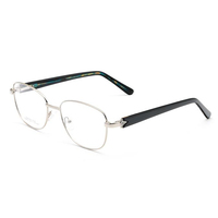 WHEF- CD9602 Nouvelle Arrivée Montures de Lunettes Optiques Rondes en Métal de Haute Qualité pour Tous Types de Visages avec Branches en Acétate