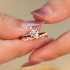 BASQUESUN工場カラフルウイグルリングカップル銅インレイ<span class=keywords><strong>50</strong></span>セントダイヤモンドバレンタインデーギフトクロス気質ペアリング - Product Image 3