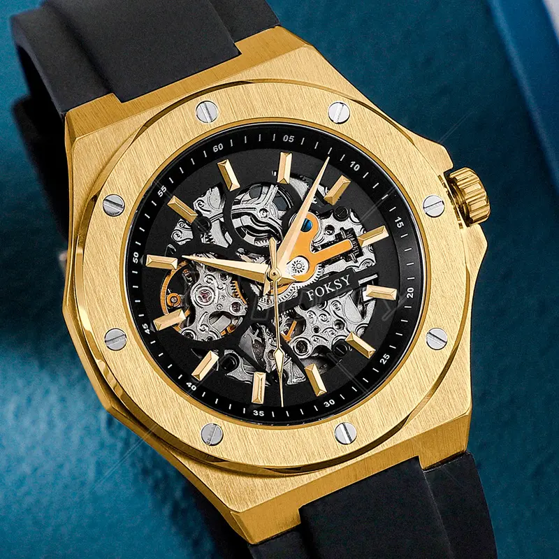 Classic Golden Plated Reloj Hombre De Oro Montre En Or Luxury Wrist Solid Gold Watch for Men