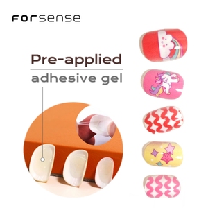 Bonitas puntas de <span class=keywords><strong>uñas</strong></span> falsas con estampado de dibujos animados para niños, diseños de unicornio Rosa bebé, prensa corta en las <span class=keywords><strong>uñas</strong></span> para niños, <span class=keywords><strong>uñas</strong></span> postizas <span class=keywords><strong>beige</strong></span> de Hada de la suerte - Product Image 3