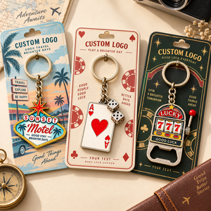 Porte-clés rétro personnalisés en métal, porte-clés de voyage porte-bonheur, finition antique, porte-clés souvenir, fabricant OEM avec logo personnalisé - Product Image 2