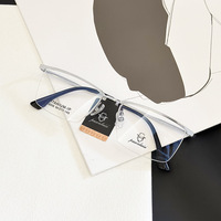 Gafas Ópticas KM 18006 de Alta Calidad, Ultraligeras, con Armazón 100% de Titanio Puro, Estilo Ejecutivo para Hombre y Mujer, Media Montura