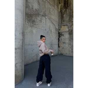 Sudadera con Capucha Bordada Beige Eyyo para Mujer, Corte Holgado, Estilo Urbano Moderno, Logotipo Personalizado, Impresión 3D en Relieve, Material de Seda - Product Image 1