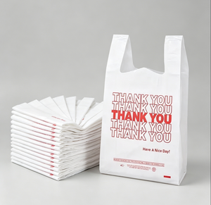 Bolsas de Plástico de Polietileno (PE) para Supermercado, con Asa, para Compras, con Impresión de 'Gracias', Tipo Camiseta, para Llevar Comida, Venta al por Mayor de Fábrica - Product Image 6