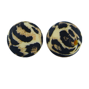 Al por mayor, cuentas sueltas redondas de silicona de 15mm con estampado de leopardo por transferencia de agua para manualidades DIY, cadenas de dentición para chupetes de bebé y suministros de artesanía - Product Image 6
