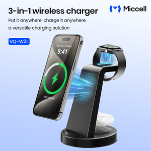 Soporte de <span class=keywords><strong>cargador</strong></span> inalámbrico magnético para teléfono 3 en 1 Estación de carga inalámbrica para teléfono Base de carga inalámbrica con <span class=keywords><strong>Airpods</strong></span> LED - Product Image 4