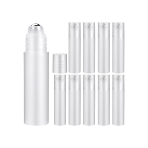 Vente en gros de flacons roll-on en PP blanc de 10 ml, 15 ml, 20 ml, 30 ml, givrés, mats, imprimés UV, vides, pour huiles essentielles et parfums, avec bille métallique - Product Image 1