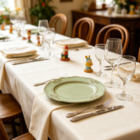 Assiette de présentation en plastique PP durable, style européen vintage vieilli, motif personnalisé cœur bleu, bord floral gaufré