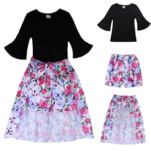 빈티지 패션 코튼 스판덱스 여아 의류 투피스 풀오버 프린트 유아 여아 의상 2026 여름 아동복 세트 - Product Image 4