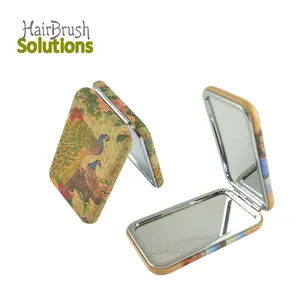 Espejo de bolsill mini espelho luxuoso, dobrável de couro pu, retangular, pequenos espelhos a granel, quadrado, de bolso, compacto