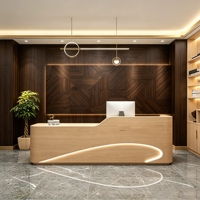 Comptoir de réception moderne en bois courbé CR133, élégant, pour spa, salon, salle d'attente, table de réception robuste pour entrée d'entreprise