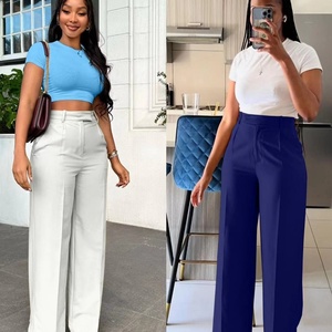 <b>Womens</b> Pants <b>Slacks</b> High Waisted Straight Yoga Solid Color Business Work Trousers Casual Pants Spring Plain Dyed - Product Image 4