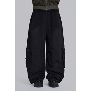 <span class=keywords><strong>Pantaloni</strong></span> Jogger Unisex Pesanti di Tendenza, <span class=keywords><strong>Pantaloni</strong></span> Sportivi in Cotone Streetwear con Grandi Tasche su Entrambi i Lati, Cargo Oversize Larghi e Dritti - Product Image 2