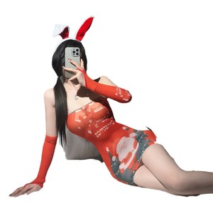 ชุดนอนเซ็กซี่ลายกระต่ายสำหรับคริสต์มาส ชุดตาข่ายรัดรูปกระโปรงบอดี้คอน ชุดคลุมอาบน้ำสำหรับผู้หญิง ผลิตจากโพลีเอสเตอร์ ODM - Product Image 4