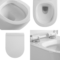 WC mural de luxe monobloc avec réservoir encastré, corps en céramique, finition blanc brillant, système de chasse d'eau par gravité, salle de bain 5