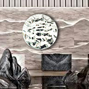 Décoration murale ronde en résine argentée électroplaquée, 500 mm, pour maisons miniatures - Product Image 2