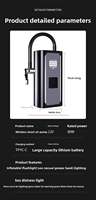 Pompe à air portable sans fil pour voiture et moto, manomètre de pression des pneus 150 PSI, affichage numérique, 6000 mAh, chargement USB, avertissement d'urgence, ABS