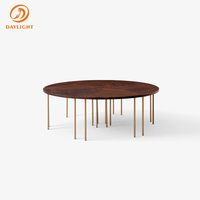 Table basse ovale en bois de noyer nordique avec structure en acier métallique, ensemble de meubles pour salon d'hôtel