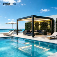 Pergola bioclimatique en aluminium à commande à distance, conforme aux normes CE et NFPA701, structure extérieure de luxe pour jardin, design écologique et imperméable