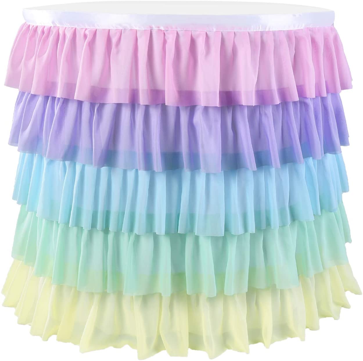 9ft colorful Unicorn Tutu Table Skirt for round table