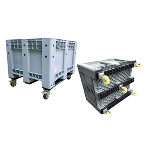 Hot Sale Large 606L Capacity Plastic Crate Transportation Storage Hdpe Euro Plastic Pallet Box With Wheels