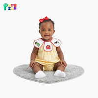 Puresun Fournisseur Personnalisé Col à Applique Motif Pétale 100% Coton Motif Dessin Animé Été Doux pour la Peau Barboteuses Bébé Fille Personnalisées