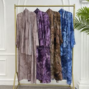 Set Abaya Chiffon Loriya Terbuka Depan (2 Potong) - Sheila Senada, Cetak Digital, Bahan Bernapas untuk Pakaian Islami Sehari-hari Musim Panas (EN71/CE) - Product Image 6