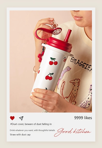 Recentemente popolare di alta qualità 750ml isolato caffè paglia bottiglia d'acqua, adatto per le signore eleganti e persone di successo - Product Image 5