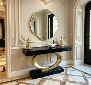 Irregular Wall Mirror Gold Frame Console Mirror Modern Decorative Vanity Mirror for Living Room Entryway Bedroom - Product Image 6
