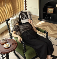 Fauteuil à bascule de style français pour la maison, style rétro américain, fauteuil inclinable de repos, en PU, simple