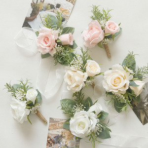 Fournitures de mariage Banquet Invité Fleurs Artificielles Mariée et Marié Corsage Main Fleurs <span class=keywords><strong>Rose</strong></span> Série Multicolore - Product Image 2