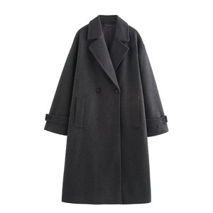 Giacca da <span class=keywords><strong>donna</strong></span> a doppio petto a manica lunga Casual <span class=keywords><strong>Trench</strong></span> alla moda 3 colori solidi con colletto intagliato tessuto - Product Image 5