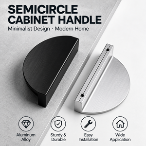 Poignée de meuble semi-circulaire en alliage d'aluminium brossé, moderne et minimaliste, pour armoire, commode, tiroir, cuisine, salle de bain - Product Image 6