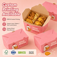 Boîte alimentaire à emporter en kraft avec revêtement anti-graisse pour restaurant, emballage personnalisé pour vente à emporter