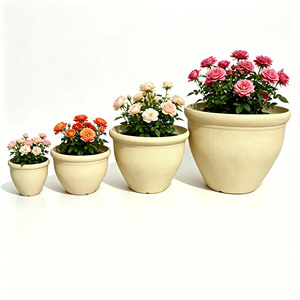 Mini pots de fleurs <span class=keywords><strong>en</strong></span> plastique texturé <span class=keywords><strong>pierre</strong></span>, ronds, multi-tailles, pour jardin et extérieur - Product Image 2