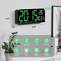 Horloge numérique LED de bureau ou murale de 10 pouces avec double alarme, température, compte à rebours, gradation automatique, fonction snooze pour la chambre à coucher, décorative