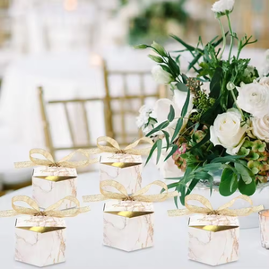 <strong>Marble</strong> Hexagonal Gift Boxes Ribbon Embossment Recycled Material <strong>Chocolate</strong> Treats for Wedding Baby Shower Birthday Decorations - Product Image 3