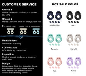 مخصص 4 حجم حماية السمع هادئة عازلة للصوت سدادة الأذن النوم إلغاء الضوضاء المهرجان قابلة لإعادة الاستخدام سيليكون سدادات الأذن النوم - Product Image 3