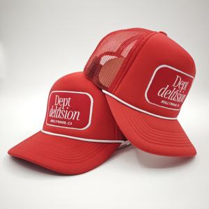 Gorra de béisbol de malla de 5 paneles de poliéster cómoda OEM con cuerda, logotipo bordado personalizado, gorra de camionero de espuma - Product Image 4