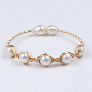Gold Plated <strong>Copper</strong> Freshwater Pearl Beads Adjustable <strong>Bracelet</strong> - Product Image 5