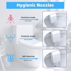 Abattant <span class=keywords><strong>de</strong></span> <span class=keywords><strong>toilette</strong></span> intelligent mural au design moderne avec bidet intégré, pulvérisateur <span class=keywords><strong>de</strong></span> bidet réglable à <span class=keywords><strong>eau</strong></span> chaude et froide, en plastique intelligent - Product Image 3
