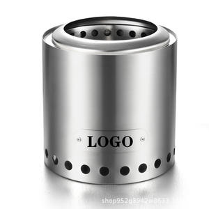 Brasero de Acero Inoxidable KZ-X130 de 13 cm, Estufa Portátil para Leña para Exteriores, Diseño Moderno sin Humo, Color Plateado - Product Image 1