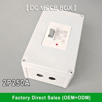 Boîtier de disjoncteur DC MCCB extérieur étanche 250A 2P en plastique, disjoncteur de sécurité moulé, distribution solaire nouvelle génération 20kA 500V