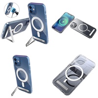 Casing Magnetik Tipis Transparan dengan Penyangga untuk iPhone 11 12 13 14 15 16 Pro Max 17 Air Plus, Aksesoris Elektronik yang Tahan Lama