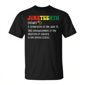 T-shirt Juneteenth Definition nera unisex in cotone girocollo a maniche corte per adulti per attività promozionali - Product Image 2
