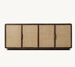 Sassanid OEM Nueva introducción Diseño distinguido Comedor de lujo americano <span class=keywords><strong>Santiago</strong></span> Caña tejida a mano Aparador de 4 puertas - Product Image 3