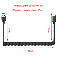 Bochara Elastic Coiled USB 3.0 Tipe a untuk Tipe C 3.0 Pria kabel Data Foil + dikepang terlindung untuk HDD ponsel pintar Tablet