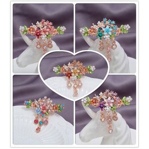 Pince à cheveux rétro pour femme, style vintage, avec fleur peinte et strass, bijou pour cheveux - Product Image 3